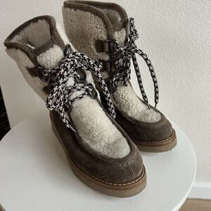 Aquatalia Brown and Cream Winter Boots